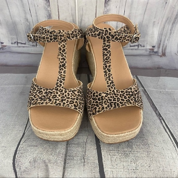Lucky Brand T-Strap Espadrille Platform Sandals Suede Upper Animal Size 9.5M - Picture 6 of 12